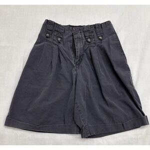 Vintage  Shorts Womens Ultra High Waist Relaxed Pleated Black  Size 24" Waist